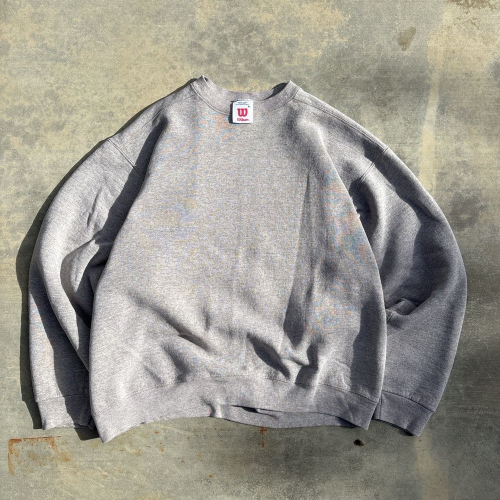 Vtg 80s Grey Wilson crewneck sweatshirt cropped with beautiful wear Fits Like M